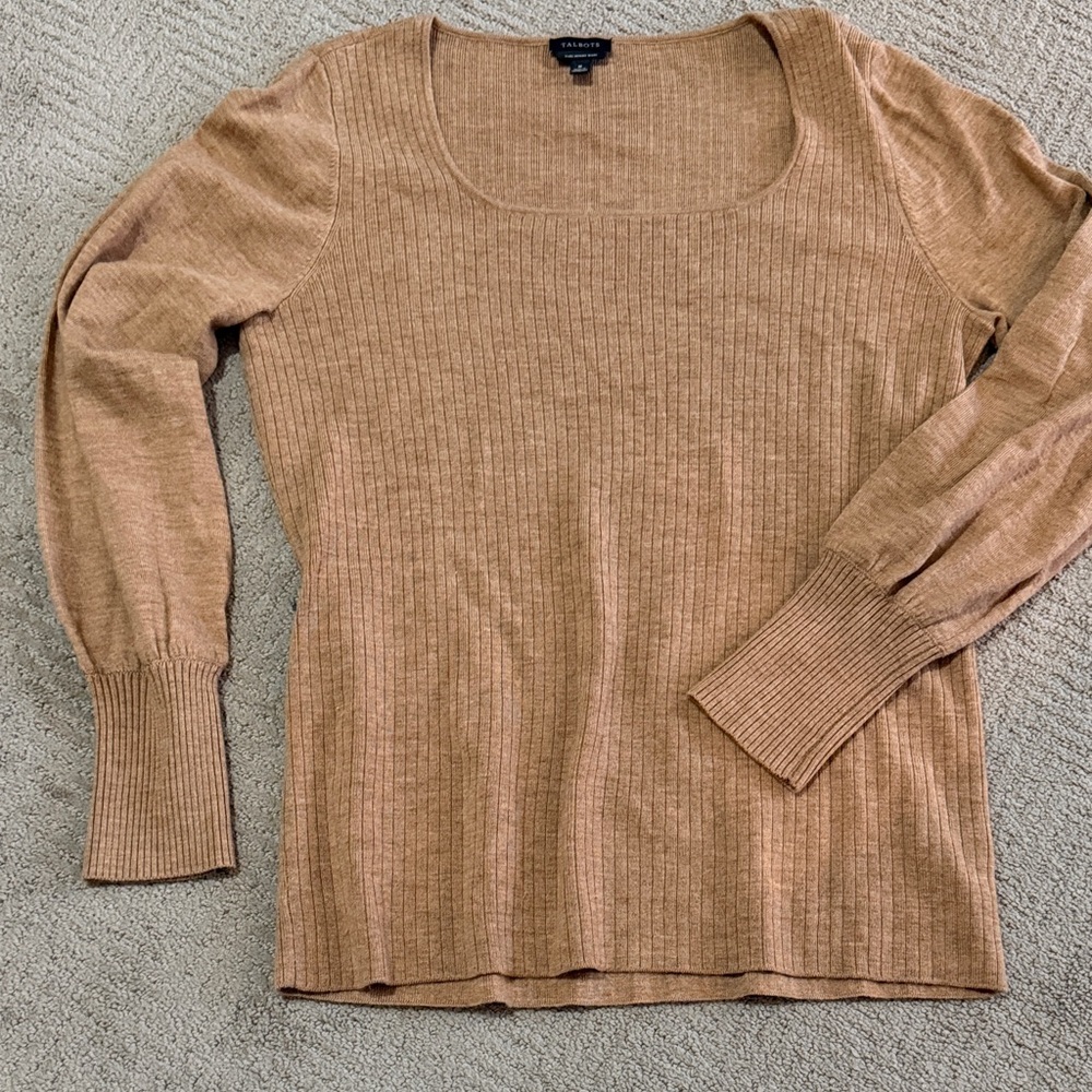 Talbots Camel Ribbed Knit Top